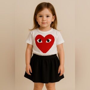 Comme des Garçons PLAY Kids Heart Logo Tee White / Red Size 4